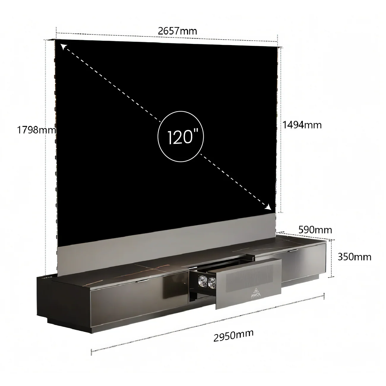 AWOL Vision Vanish Laser TV - CABINET ONLY